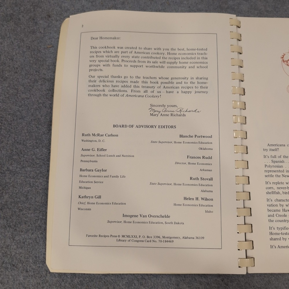 Americana Cookery Illustrated Cookbook Regional Traditional Recipes 1971 Spiral - Picture 2 of 2
